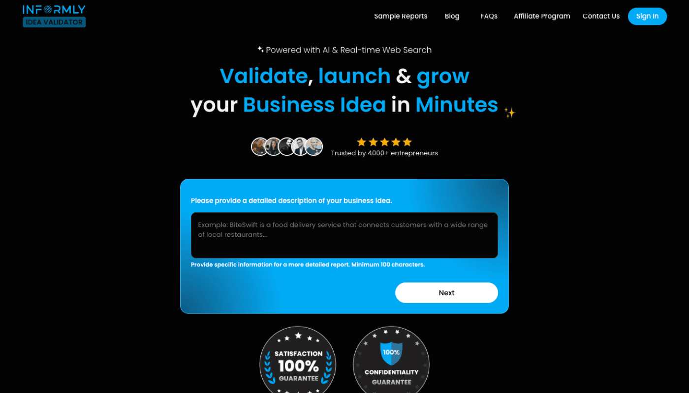 Informly Idea Validator screenshot